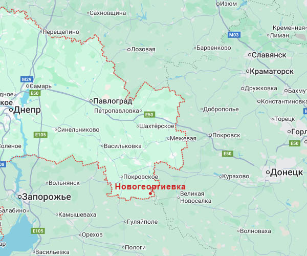 Новогеоргиевка на карте Днепропетровской области